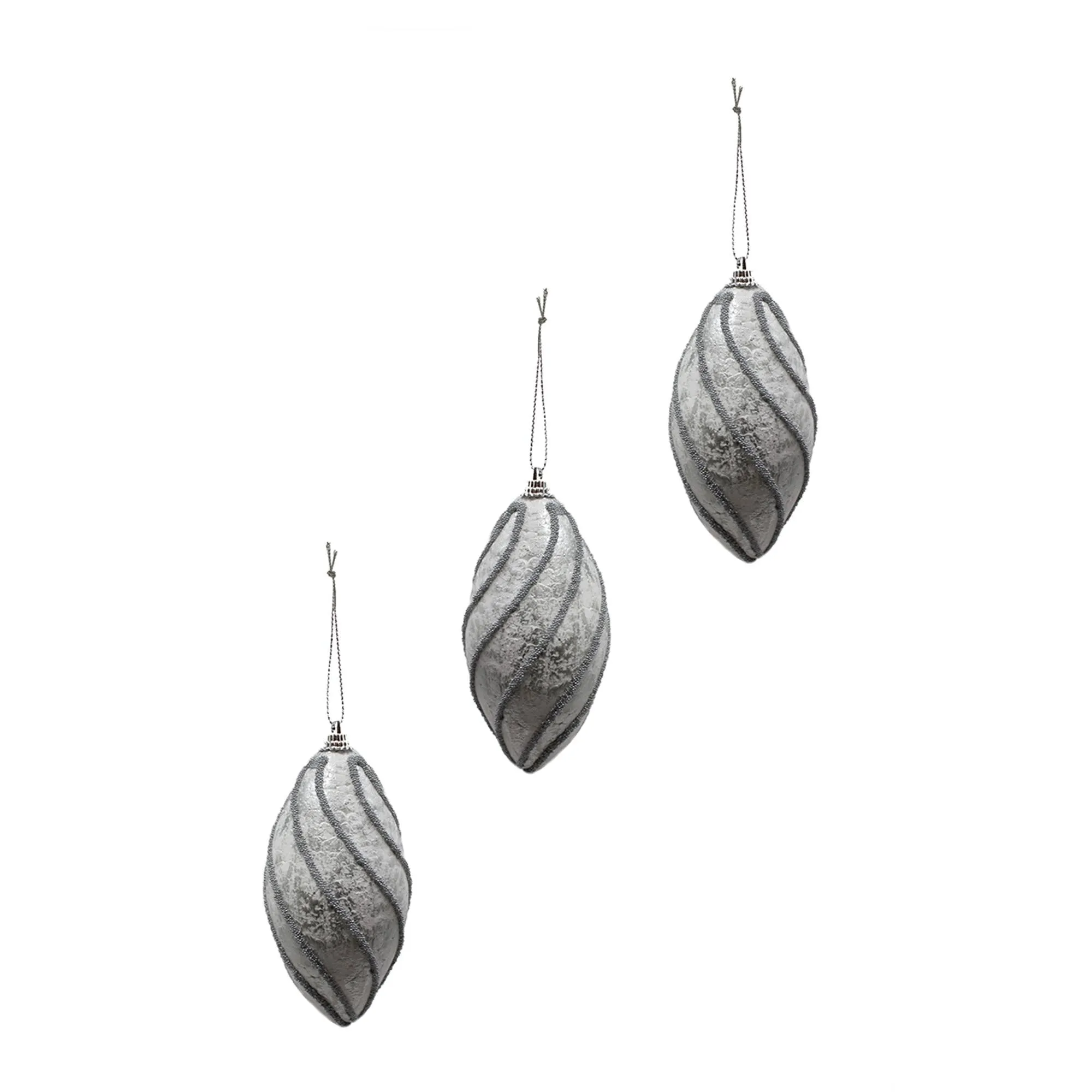 110 CM Silver Slant Lines Olive Ornaments - Silver (3 PCS)