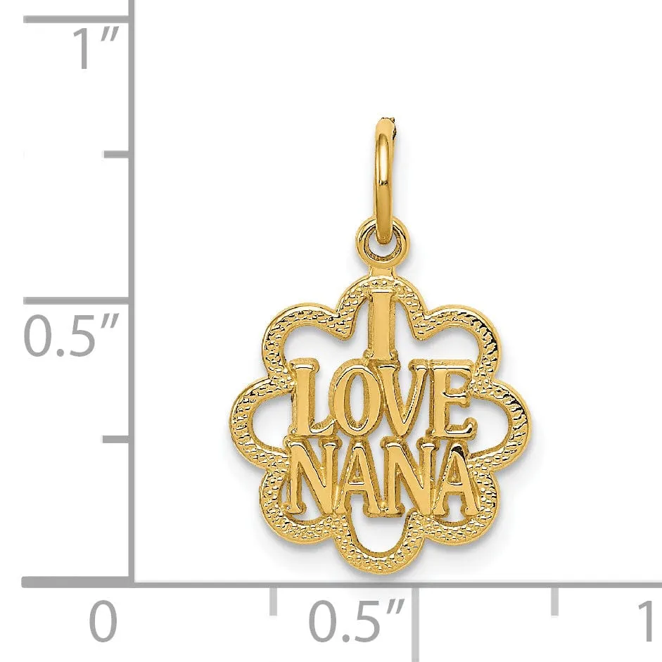 14k Yellow Gold I Love Nana Charm Pendant