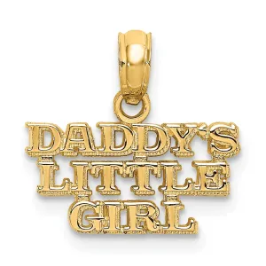 14k Yellow Gold Polished Beaded Textured Finish DADDYS LITTLE GIRL Charm Design Pendant