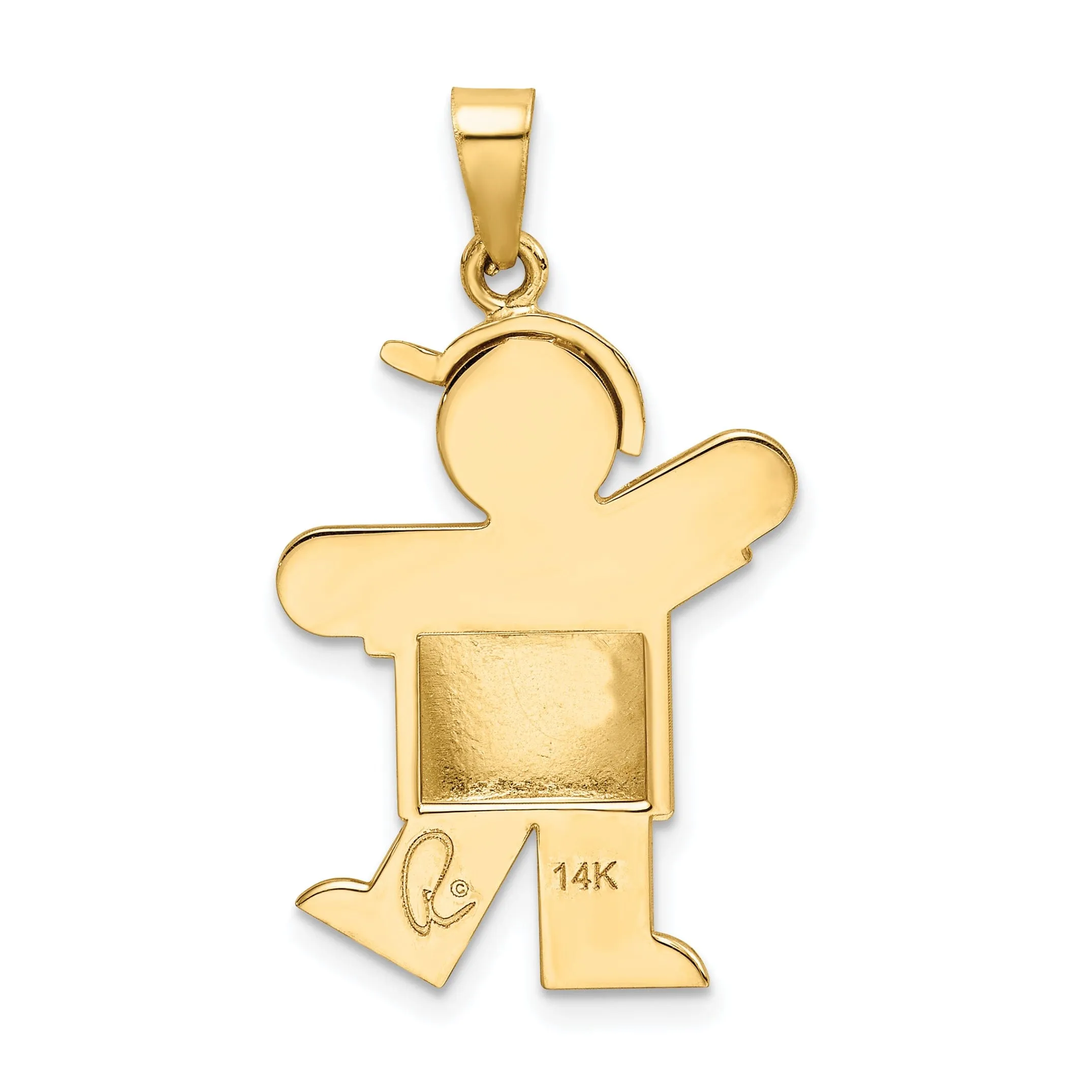 14k Yellow Gold Puffed Boy With Hat Kiss Charm