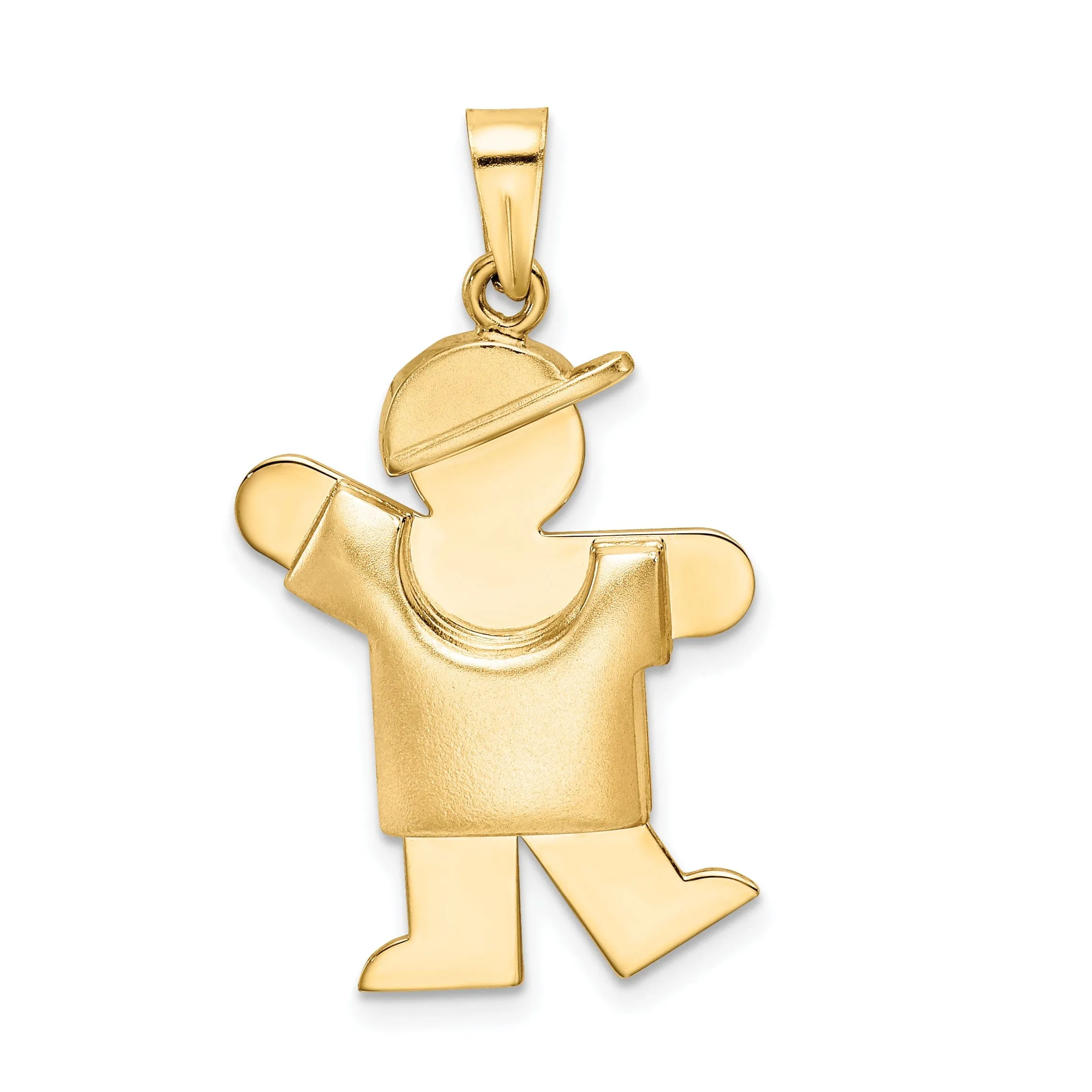 14k Yellow Gold Puffed Boy With Hat Kiss Charm