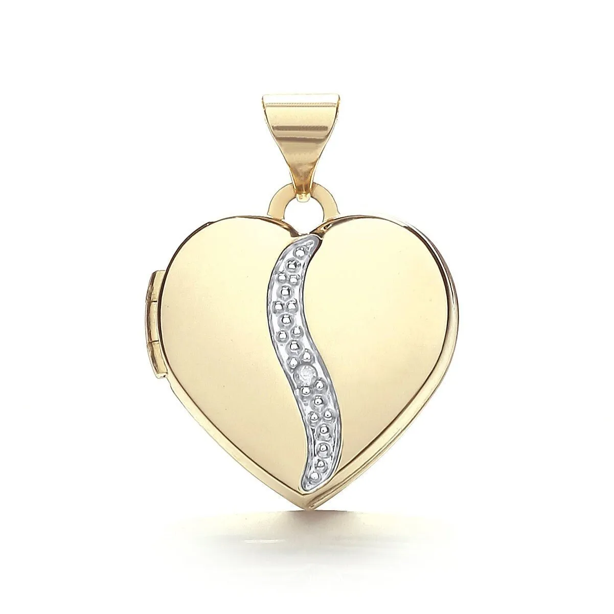 9ct Gold Diamond Heart Locket Pendant, 21mm, Chain Length Options 16" - 20", Gift box included