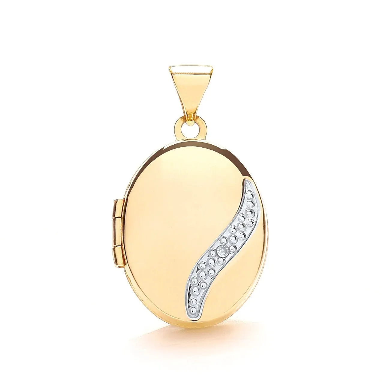 9ct Gold Women's Oval Diamond Locket, Shimmering Elegance, 24mm, Chain Length Options 16" - 20", Gift box included