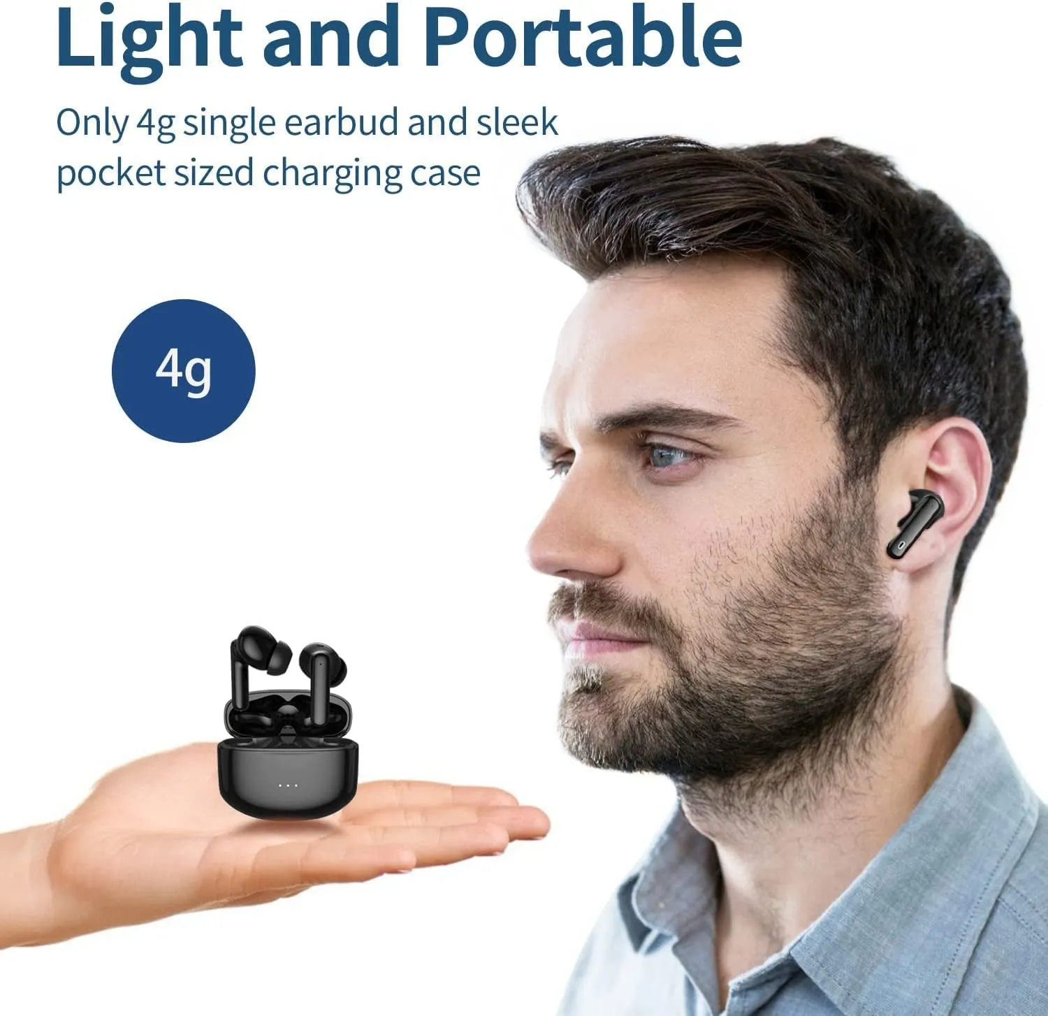 A40 Pro Wireless Earbuds, 50Hrs Playtime Bluetooth Earbuds Built in Noise Cancellation Mic with Charging Case, Bluetooth Headphones with Stereo Sound, IPX7 Waterproof Ear Buds for Iphone and Android