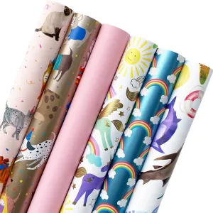 All Occasion Wrapping Paper Bundle with Cut Lines on Reverse