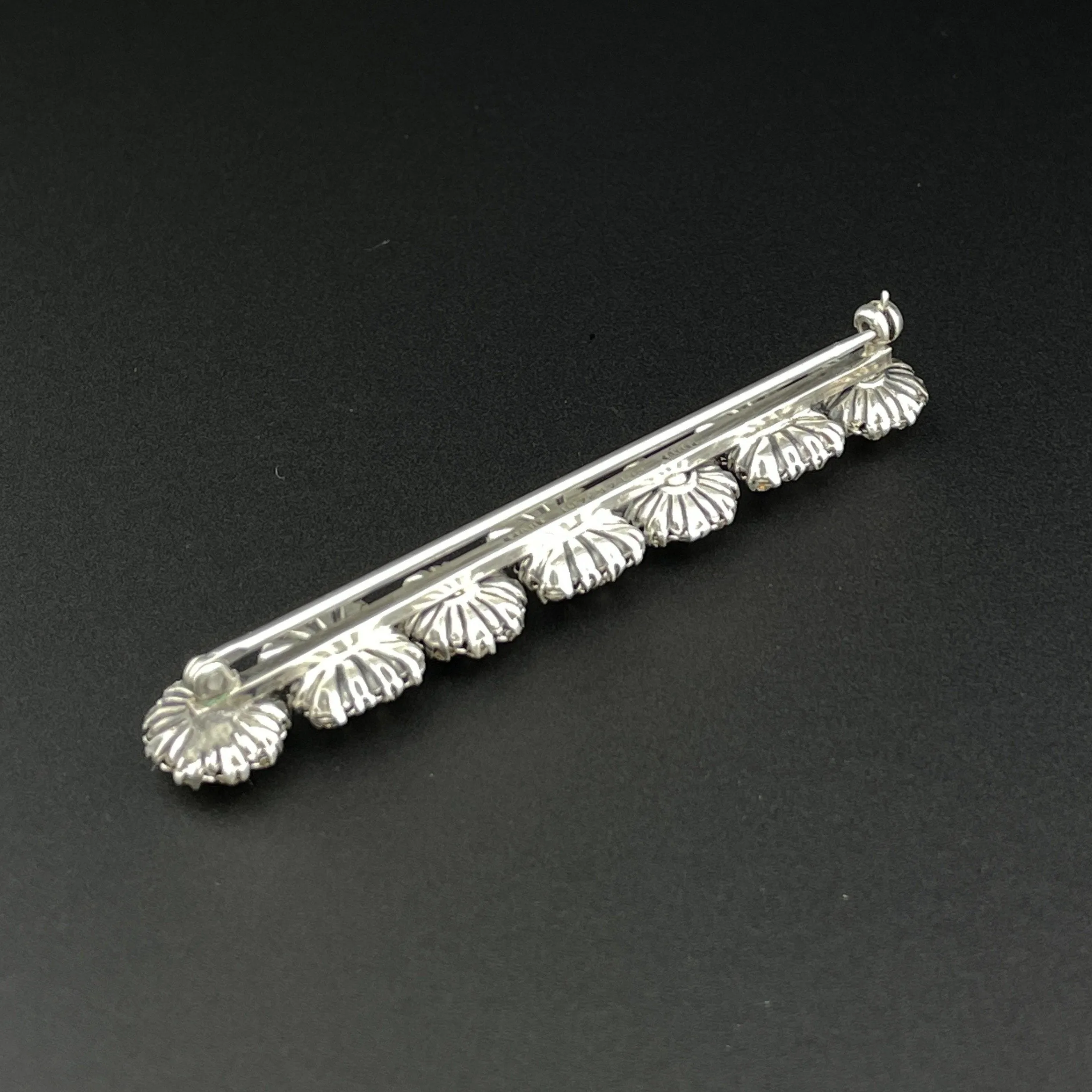 Antique Victorian Long Bar Silver Paste Brooch