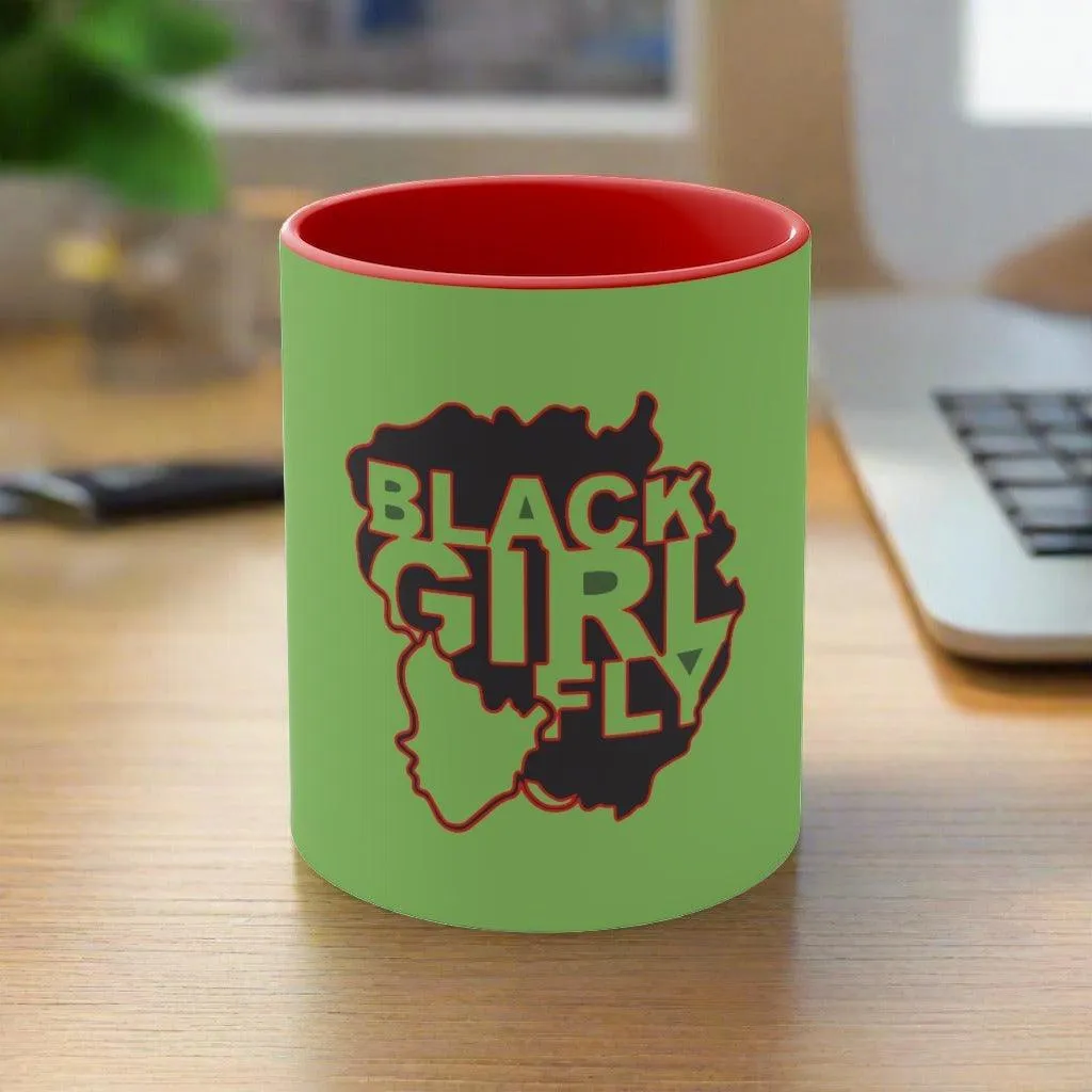 Black Girl Fly 11oz Accent Mug (Green)