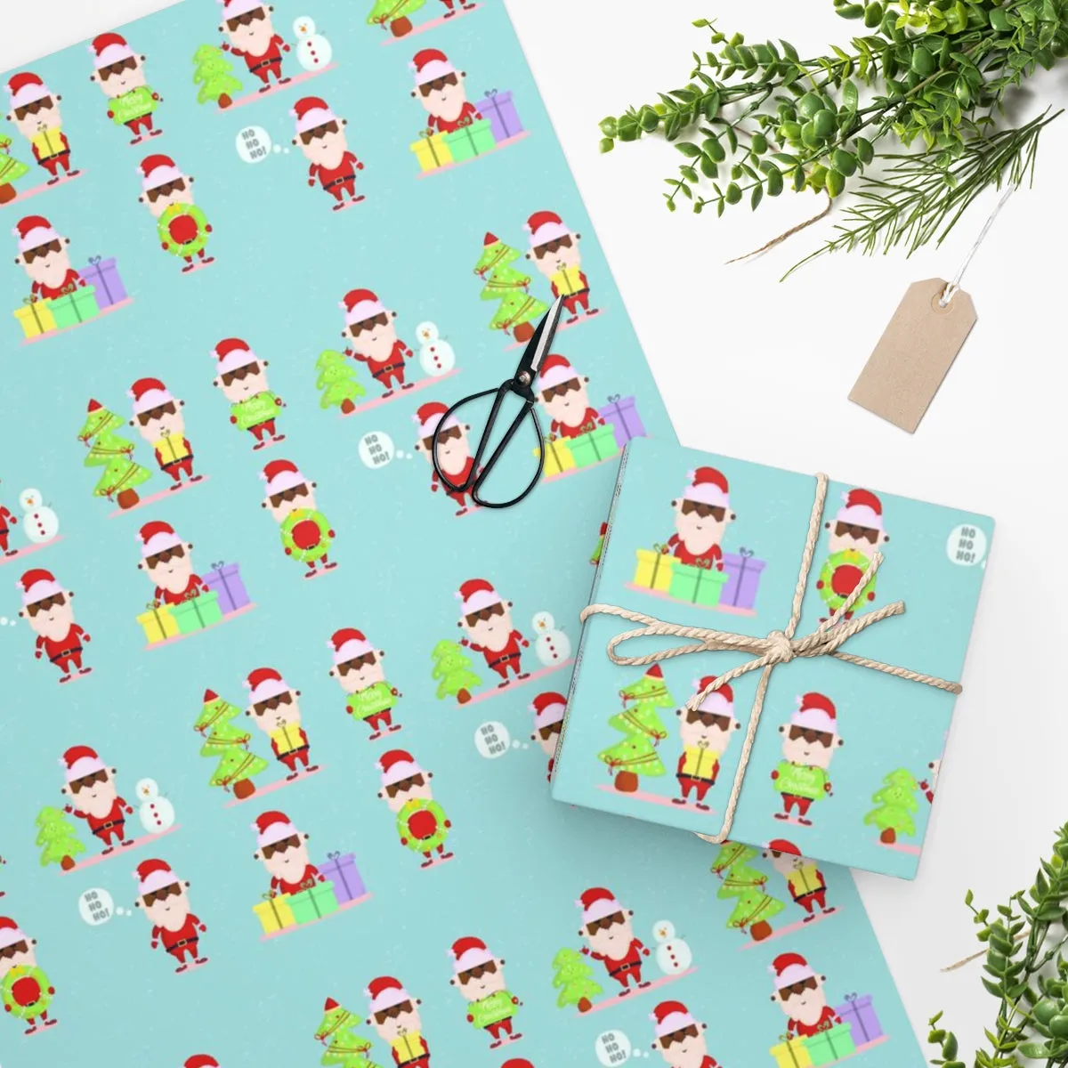 Black Santa Wrapping Paper