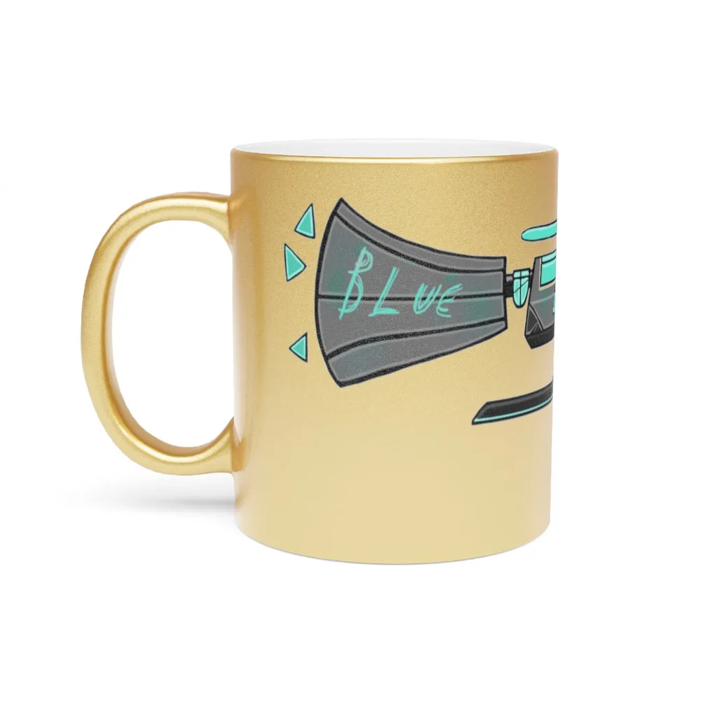 Blue Gun Metallic Mug (Silver / Gold)