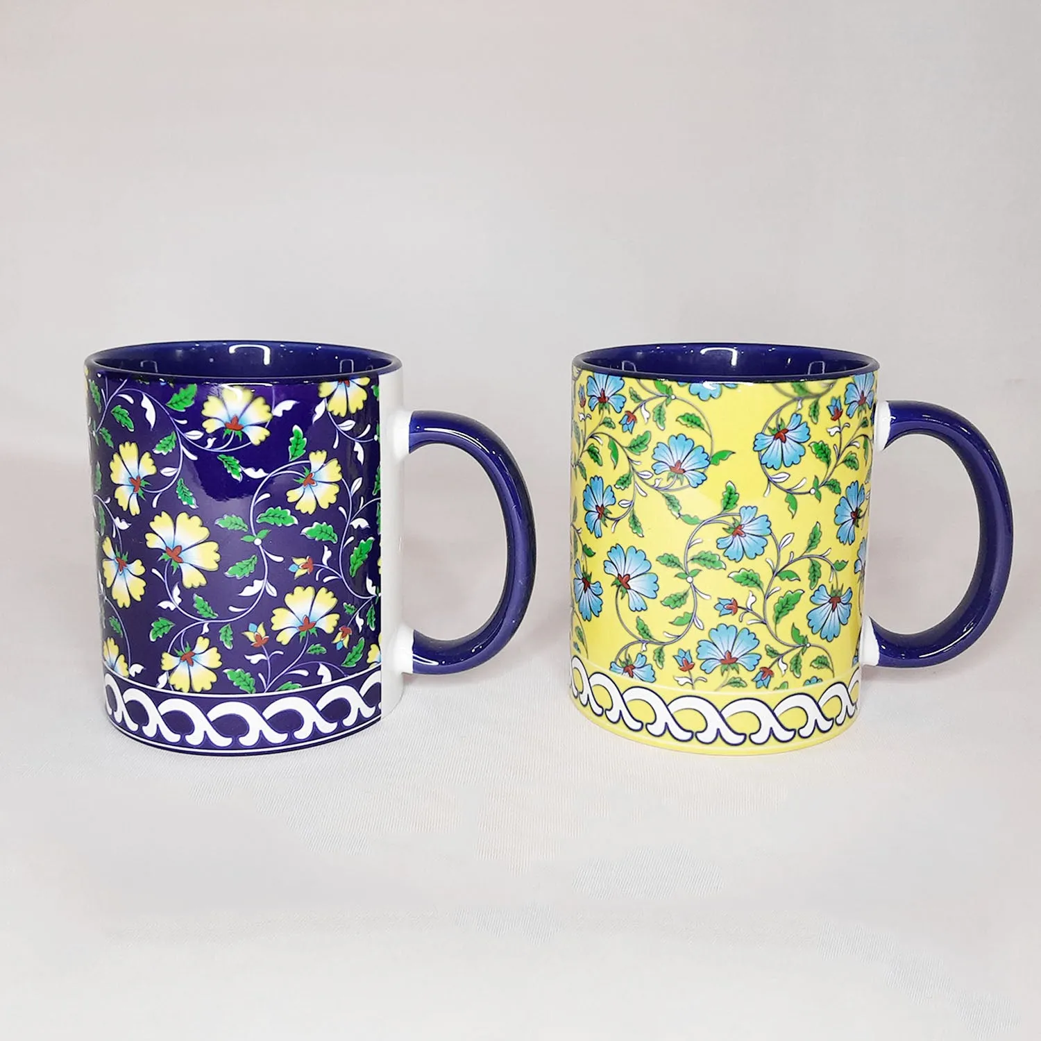 Blue Pottery Coffee Mugs Set of 2 (300 ml each)