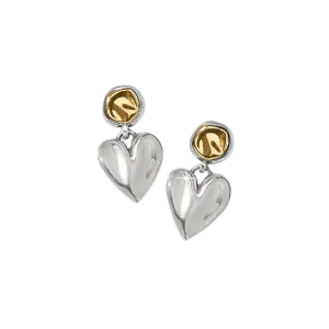 Brighton Women's Cascade Heart Post Silver Gold Earrings