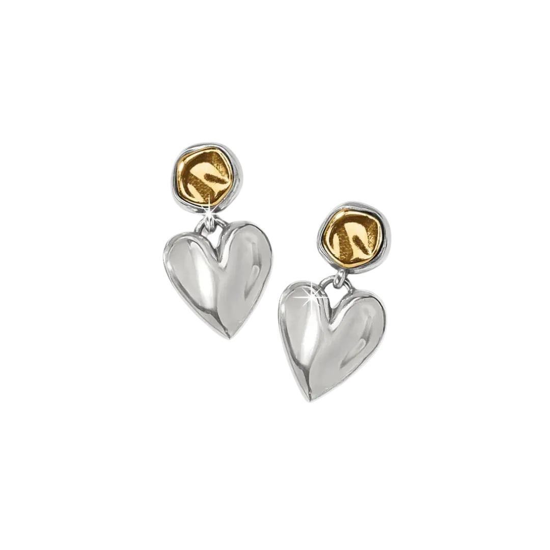 Brighton Women's Cascade Heart Post Silver Gold Earrings