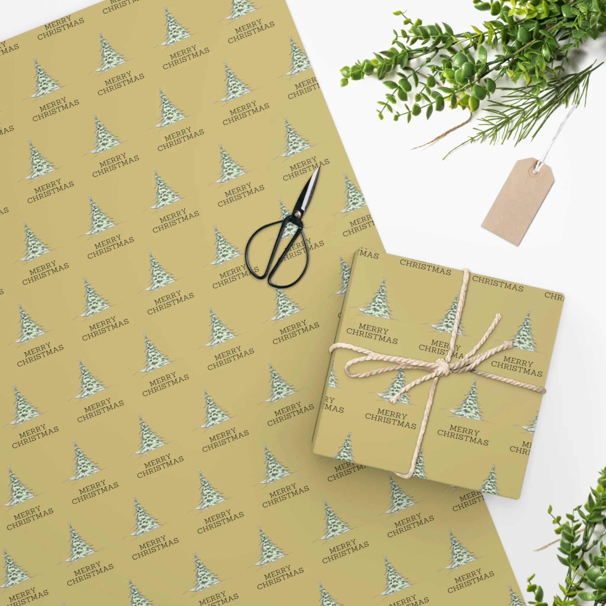 Brushed Gold Merry Christmas Wrapping Paper