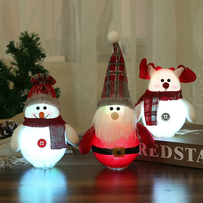 Christmas Decorations LED Santa Claus Snowman Deer Creative Gnomes Elves New Luminous Xmas Tree