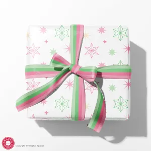 Christmas Star Wrapping Paper - PINK & GREEN