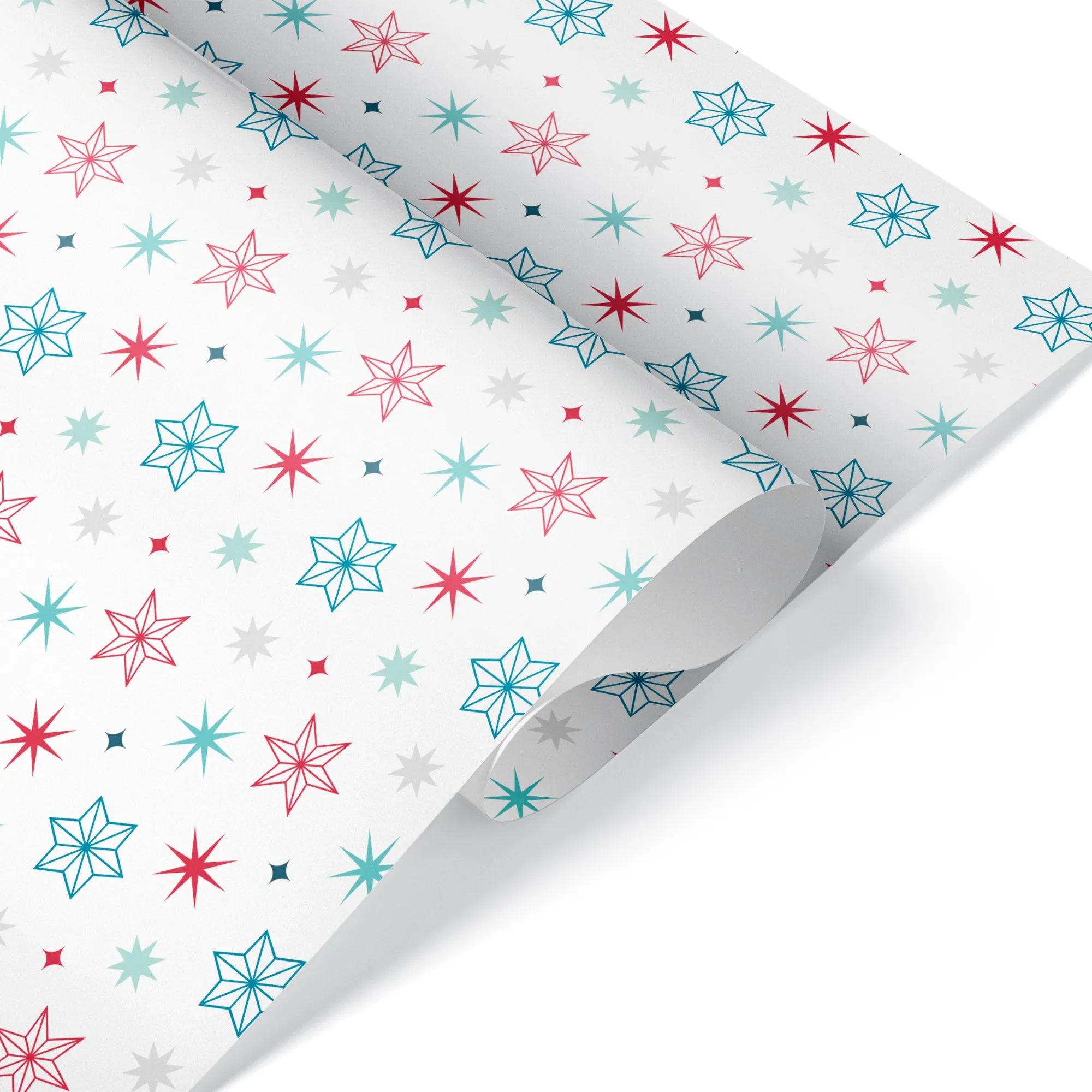 Christmas Star Wrapping Paper - RED & BLUE