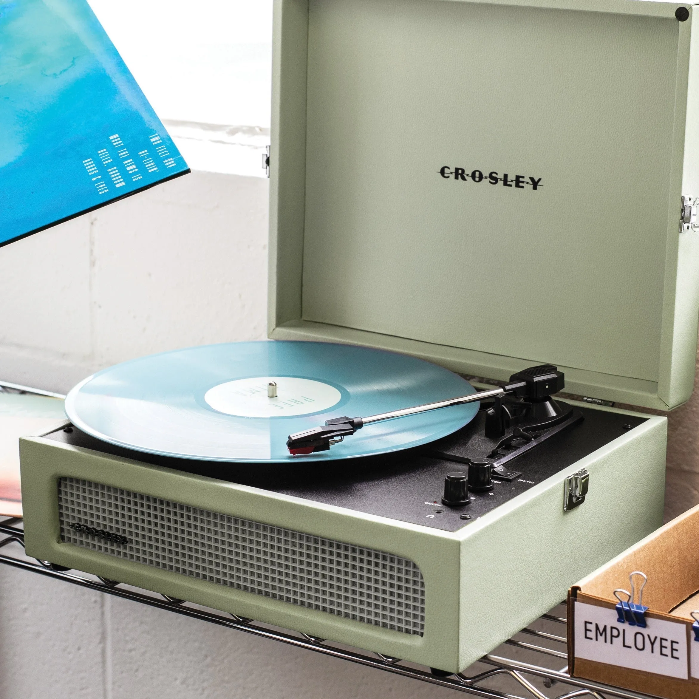 Crosley Voyager Bluetooth Portable Turntable - Sage   Bundled Majority D40 Bluetooth Speakers - Black