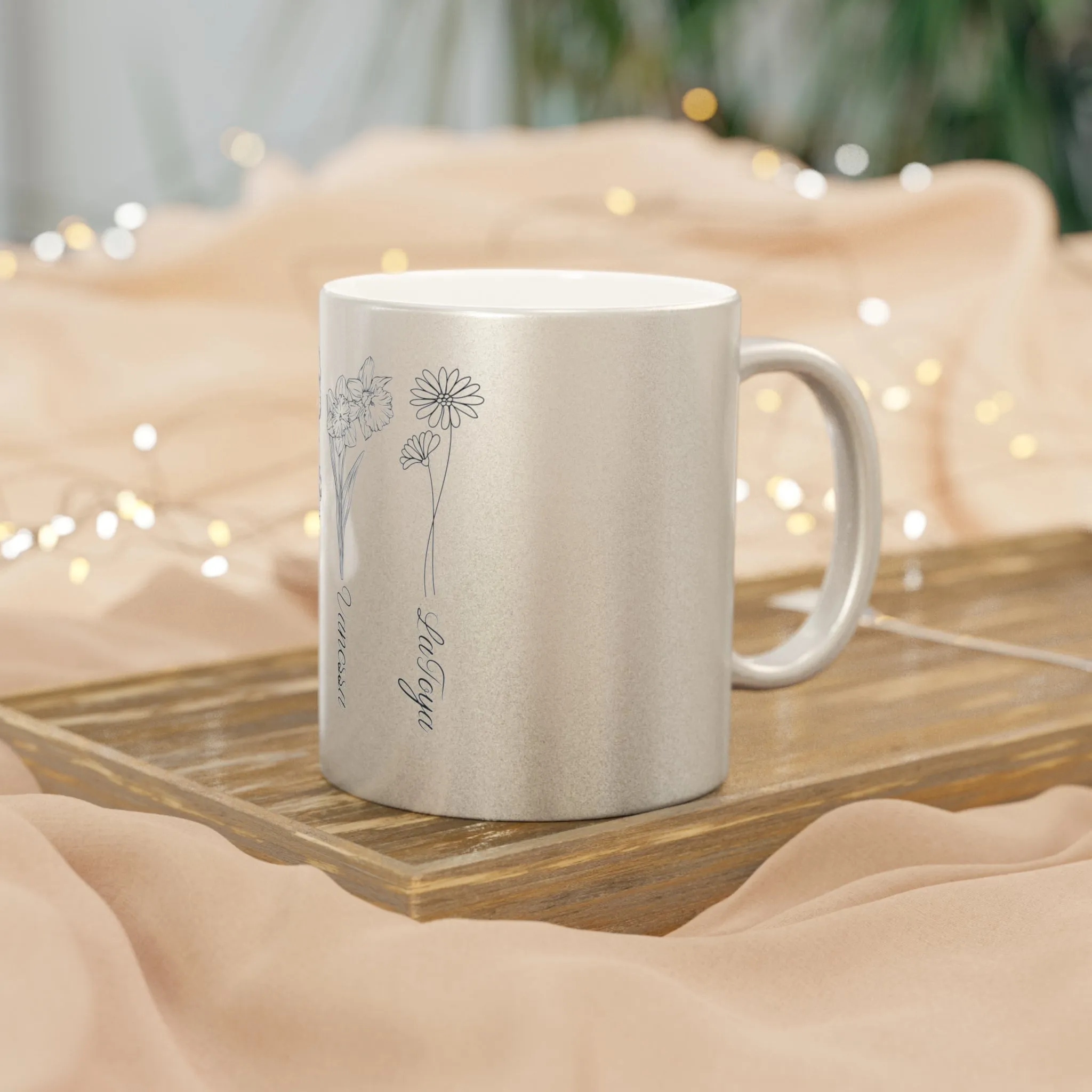 Custom Metallic Birth Month Mug, Birth Flower mug, Mother's Day Gift, Custom Mug, Mothers Day Mug, Birthday mug, Metallic Mug (Silver\Gold)