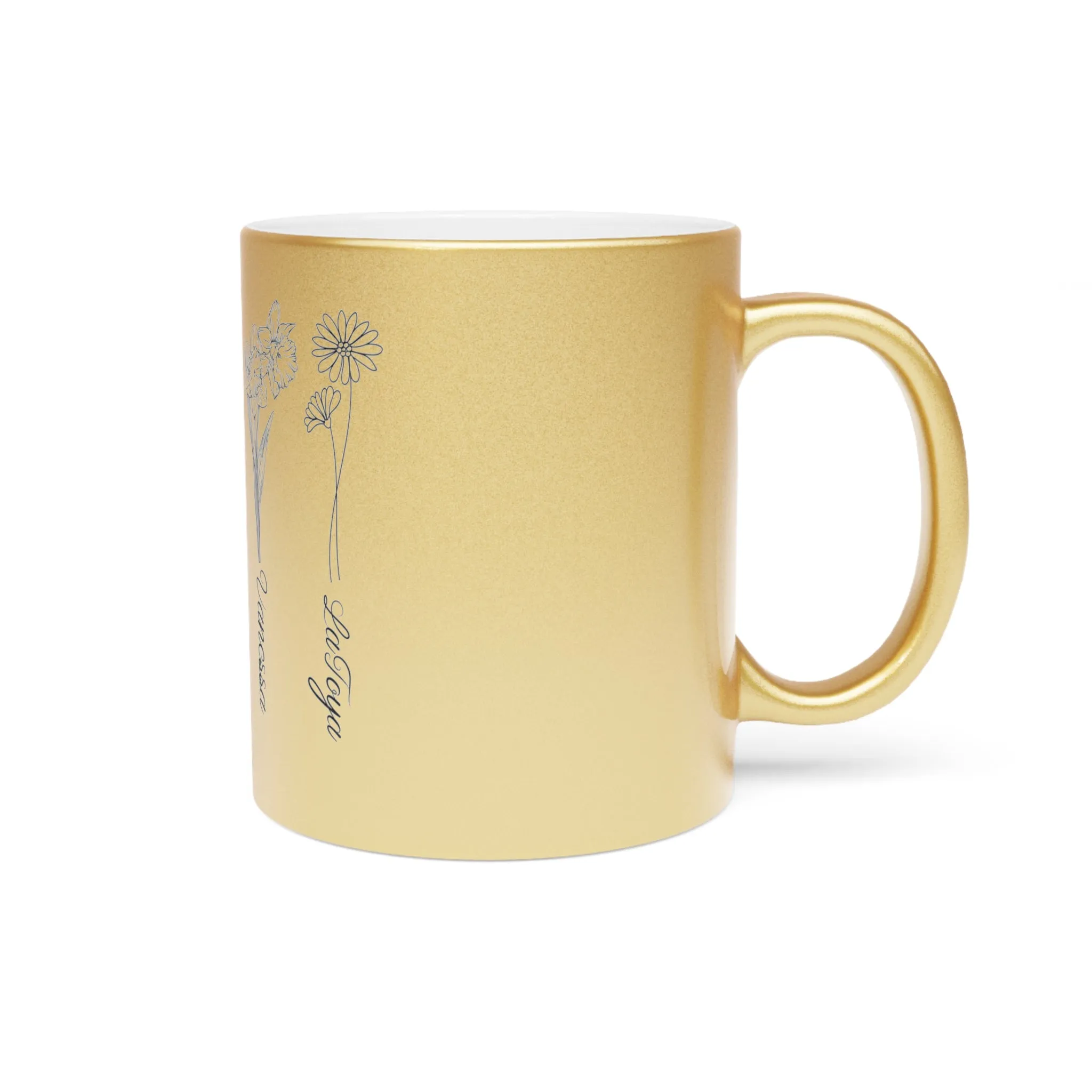 Custom Metallic Birth Month Mug, Birth Flower mug, Mother's Day Gift, Custom Mug, Mothers Day Mug, Birthday mug, Metallic Mug (Silver\Gold)