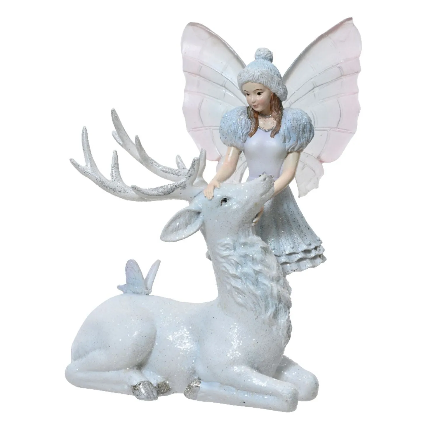 Decoris 20cm Elf & Deer Resin Ornament