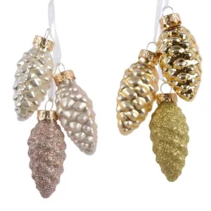 Decoris 6cm Glass Pinecone Decorations (Choice of 2)