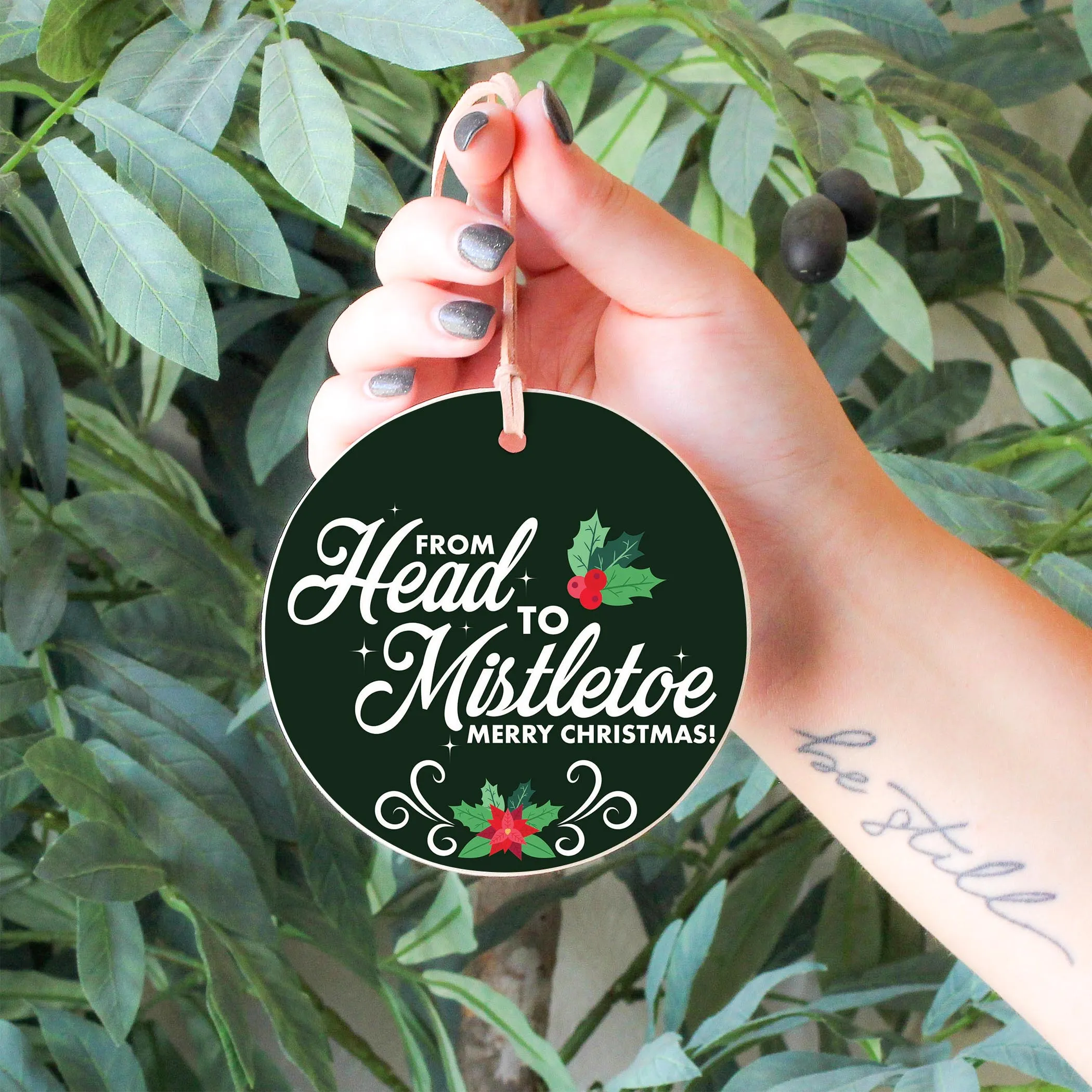 From Head to Mistletoe  4" Round Ornament