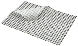 Genware PN1487LGBK Greaseproof Paper Black Gingham Print 35 x 25cm