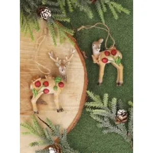 Gisela Graham Deer/Stag Resin Hanging Decoration (Choice of 2)