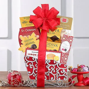 Godiva Truffle & Cocoa: Holiday Sleigh Gift Basket