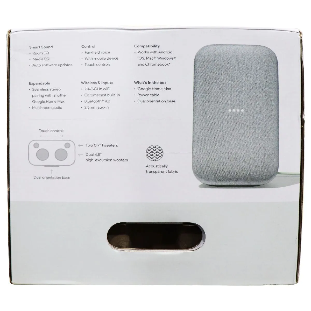 Google Home Max Wi-Fi Speaker with Google Assistant - Chalk (GA00222-US)