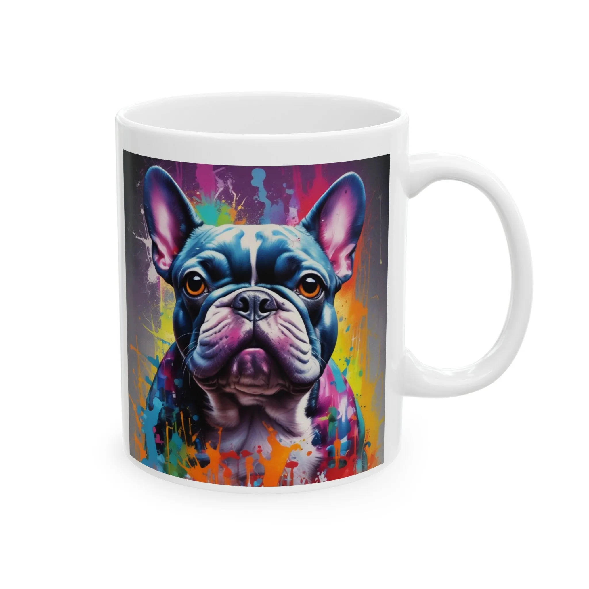 Graffiti Style French Bulldog Ceramic Mug, (11oz, 15oz)