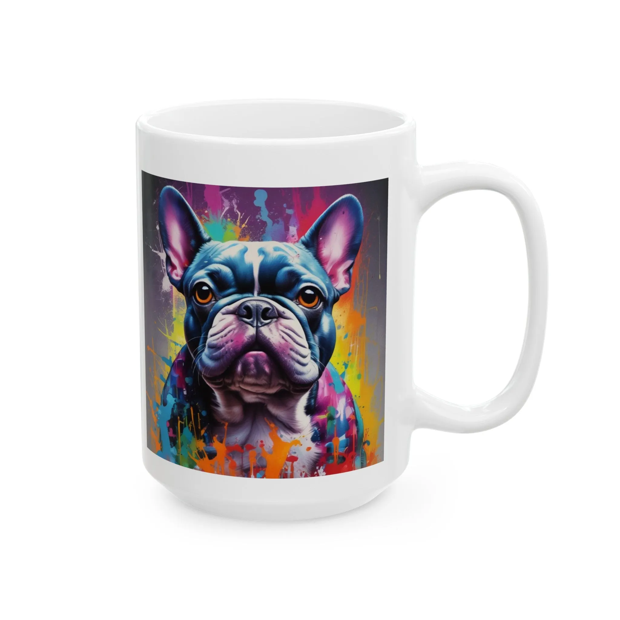 Graffiti Style French Bulldog Ceramic Mug, (11oz, 15oz)