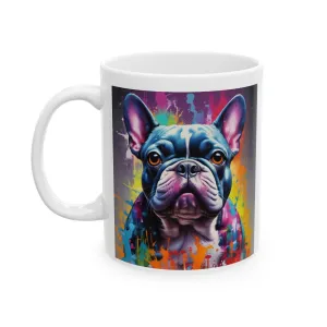 Graffiti Style French Bulldog Ceramic Mug, (11oz, 15oz)