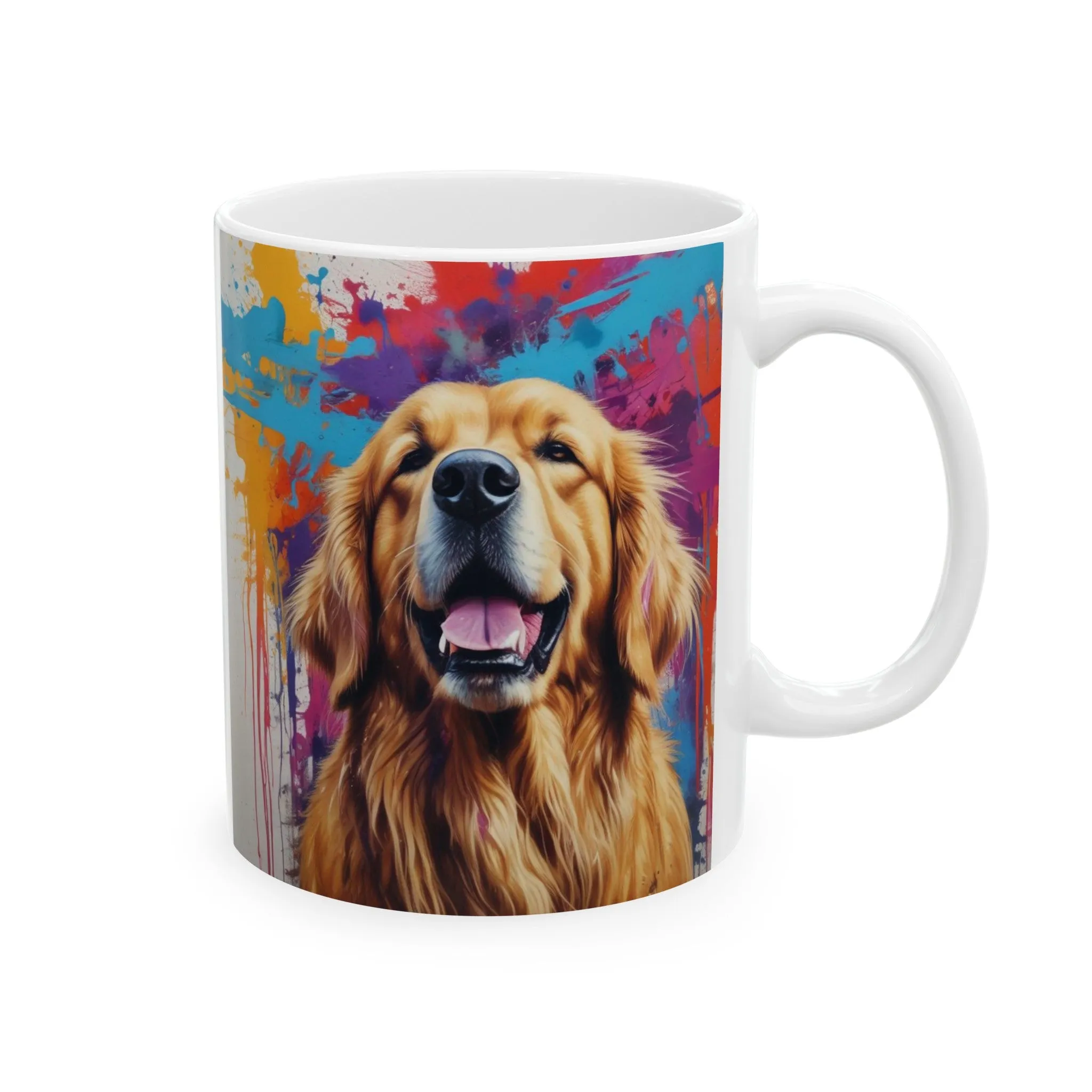 Graffiti Style Golden Retriever Ceramic Mug, (11oz, 15oz)