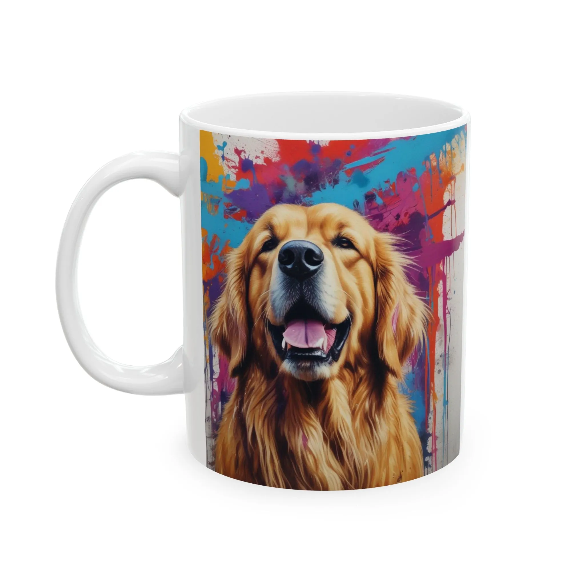 Graffiti Style Golden Retriever Ceramic Mug, (11oz, 15oz)