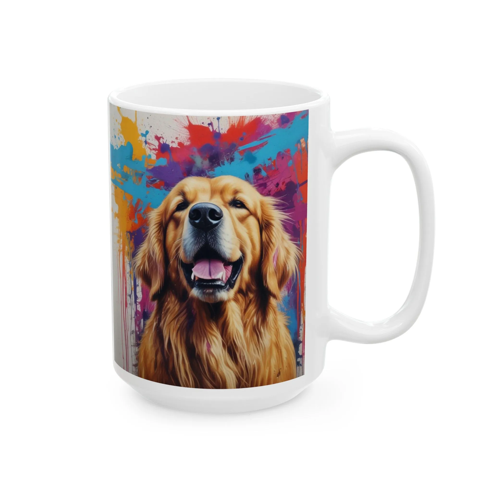 Graffiti Style Golden Retriever Ceramic Mug, (11oz, 15oz)