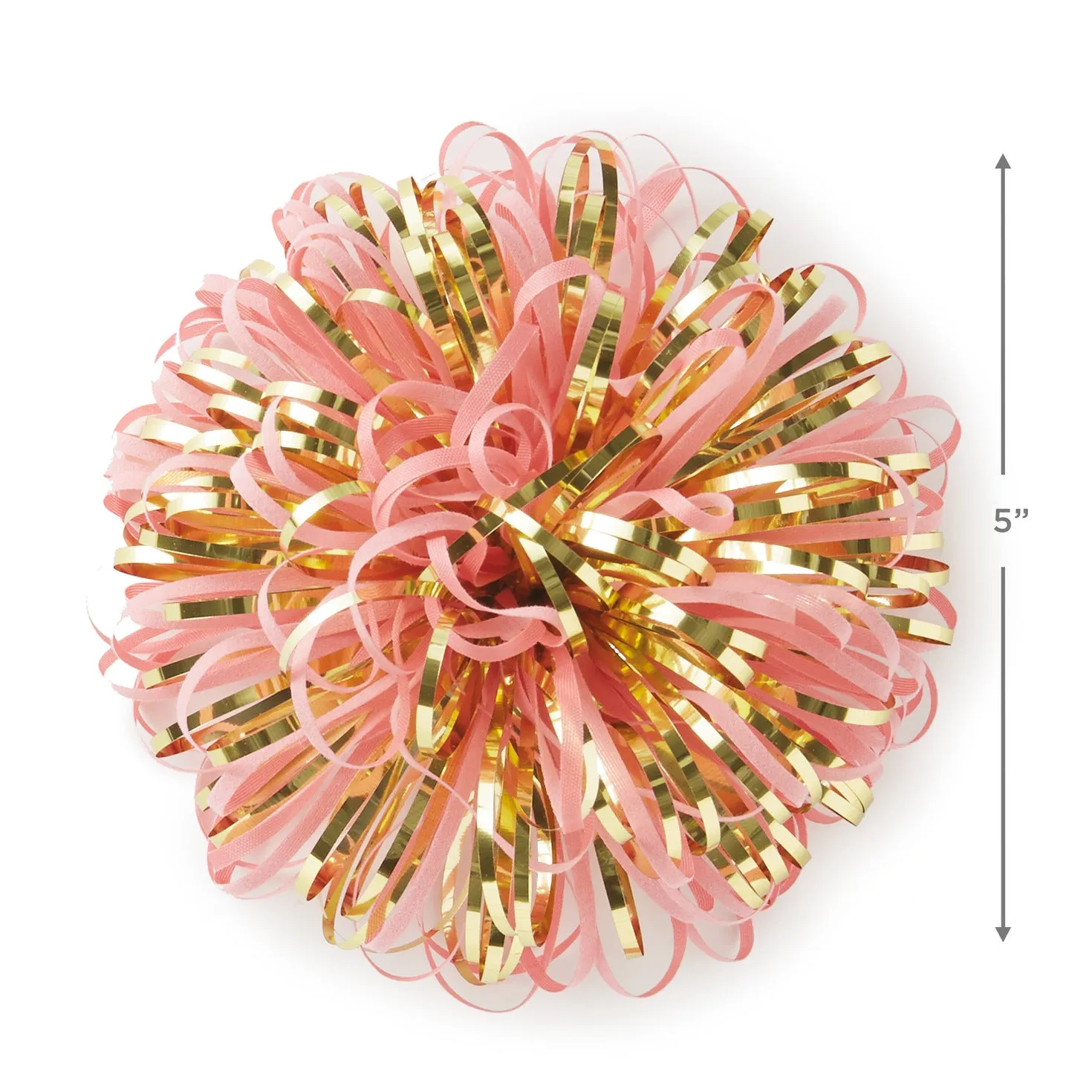 Hallmark Pink and Gold Metallic Pom Pom Gift Bow, 5''