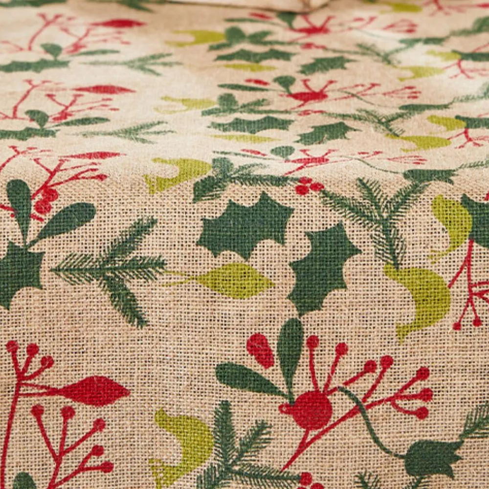 Holiday Mistletoe Jute Table Runner