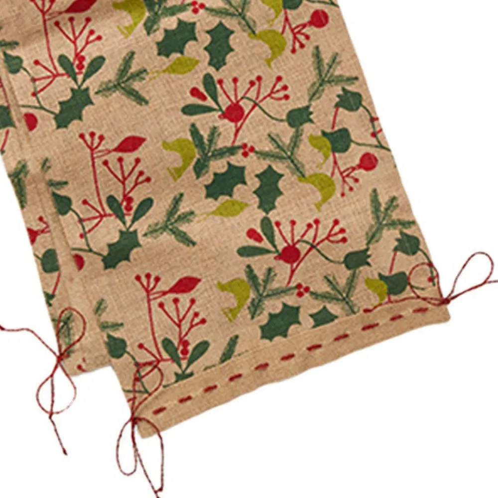 Holiday Mistletoe Jute Table Runner