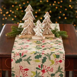 Holiday Mistletoe Jute Table Runner