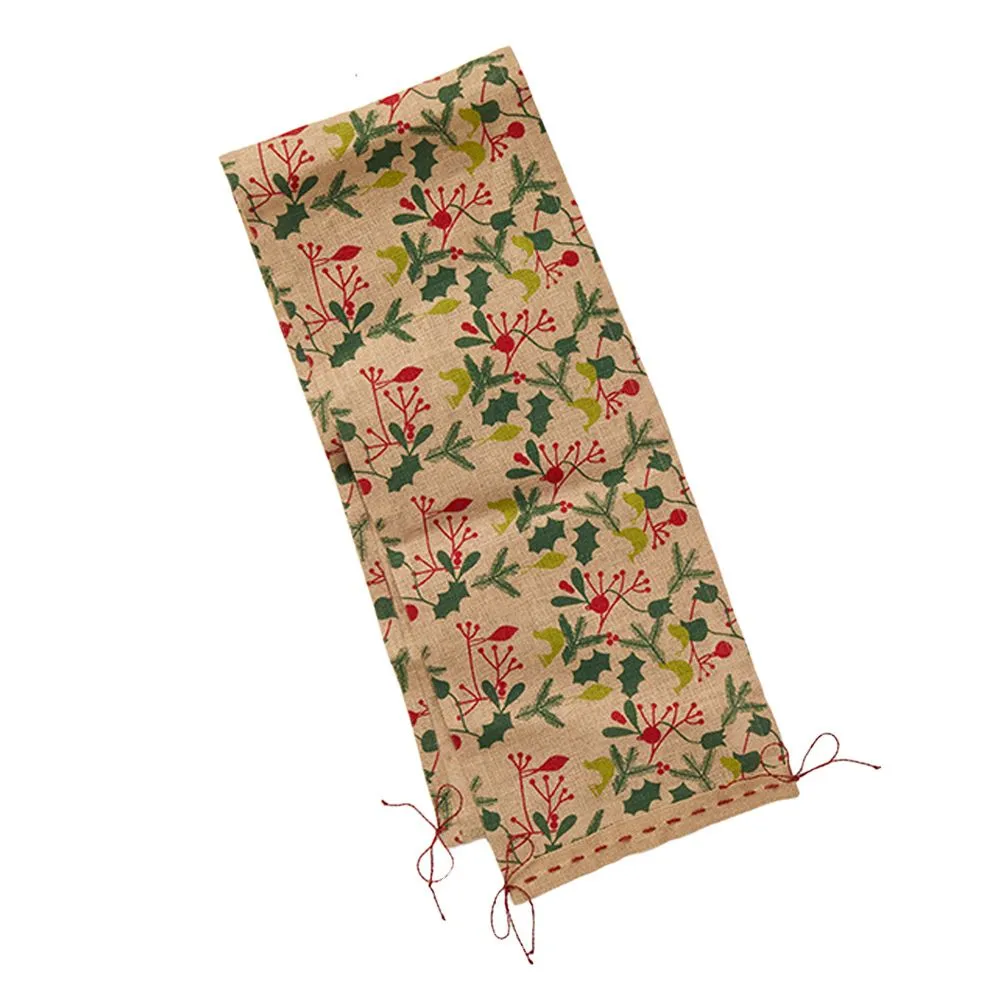 Holiday Mistletoe Jute Table Runner