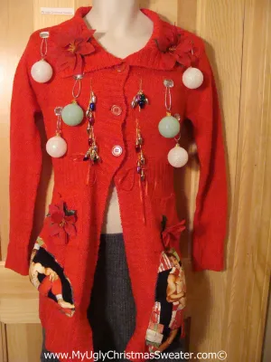 Hottie Guy Tacky Ugly Christmas Sweater with 3D Ornaments (b18)