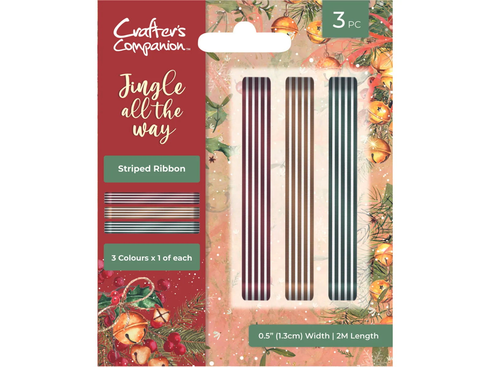 Jingle All The Way Striped Christmas Ribbon