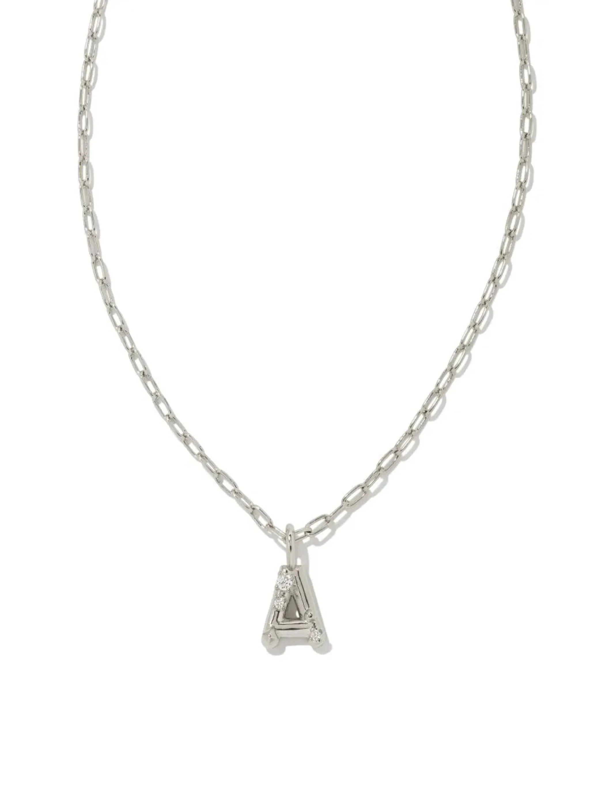 Kendra Scott Crystal Letter Short Pendant Necklace - Silver