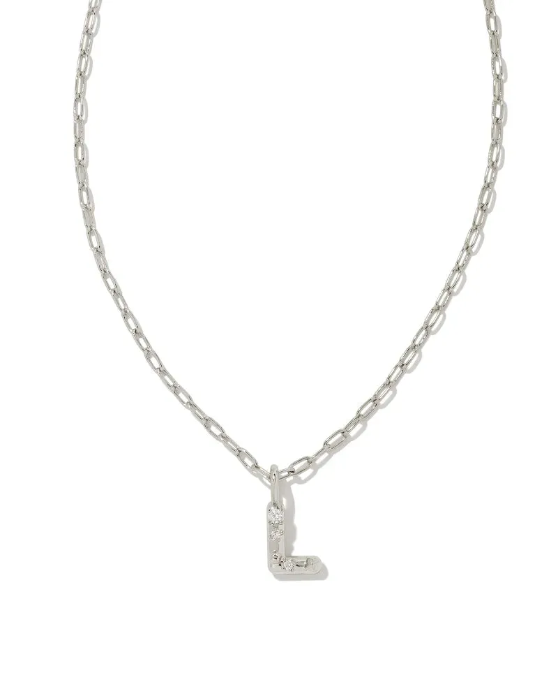 Kendra Scott Crystal Letter Short Pendant Necklace - Silver