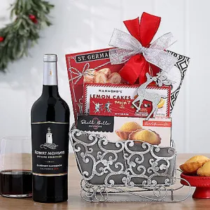 Mondavi Cabernet: Holiday Wine Sleigh Basket