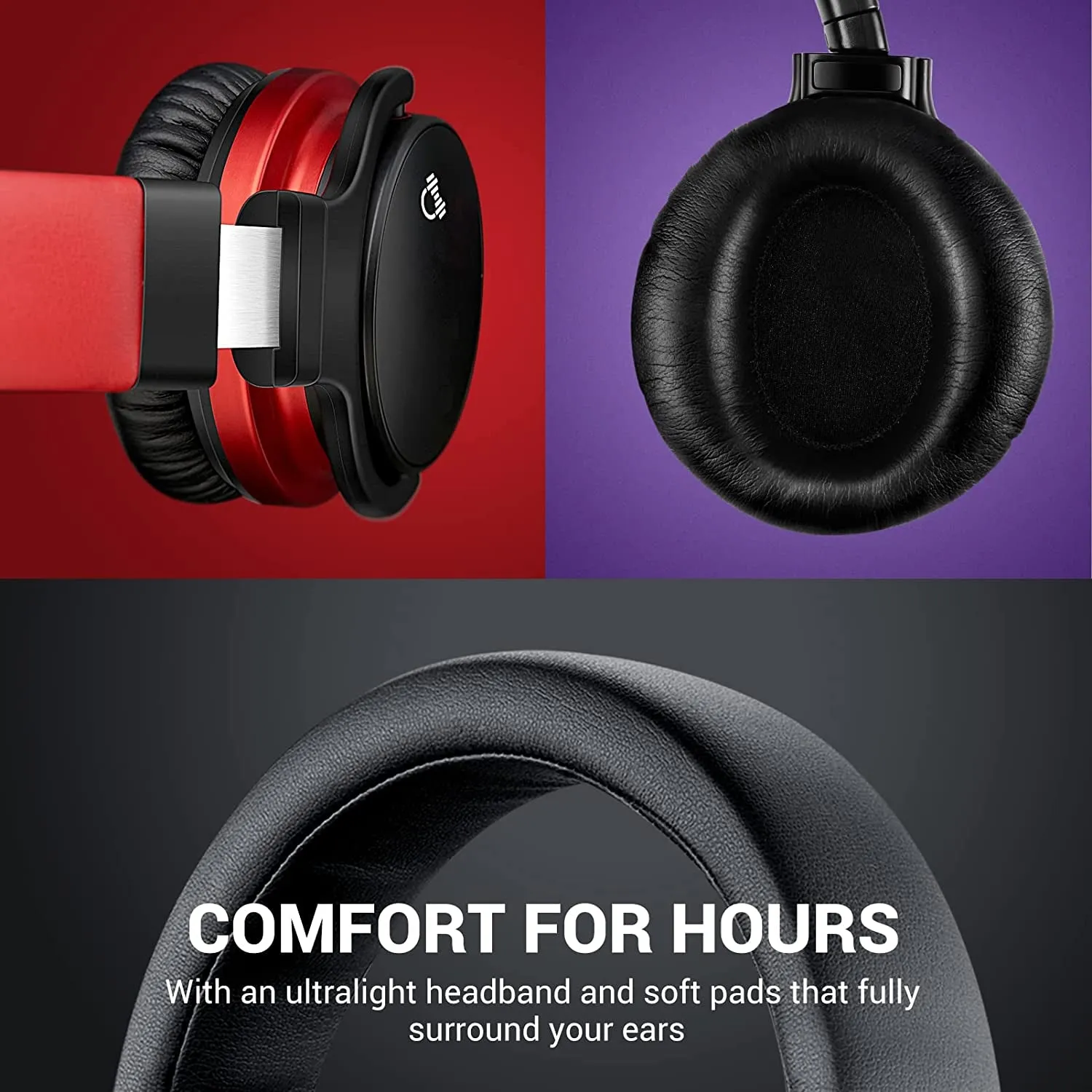 MOVSSOU E7 Active Noise Cancelling Bluetooth Wireless Headphones over Ear with Microphone Deep Bass, Comfortable Protein Earpads, 30 Hours Playtime for Travel/Work, Black