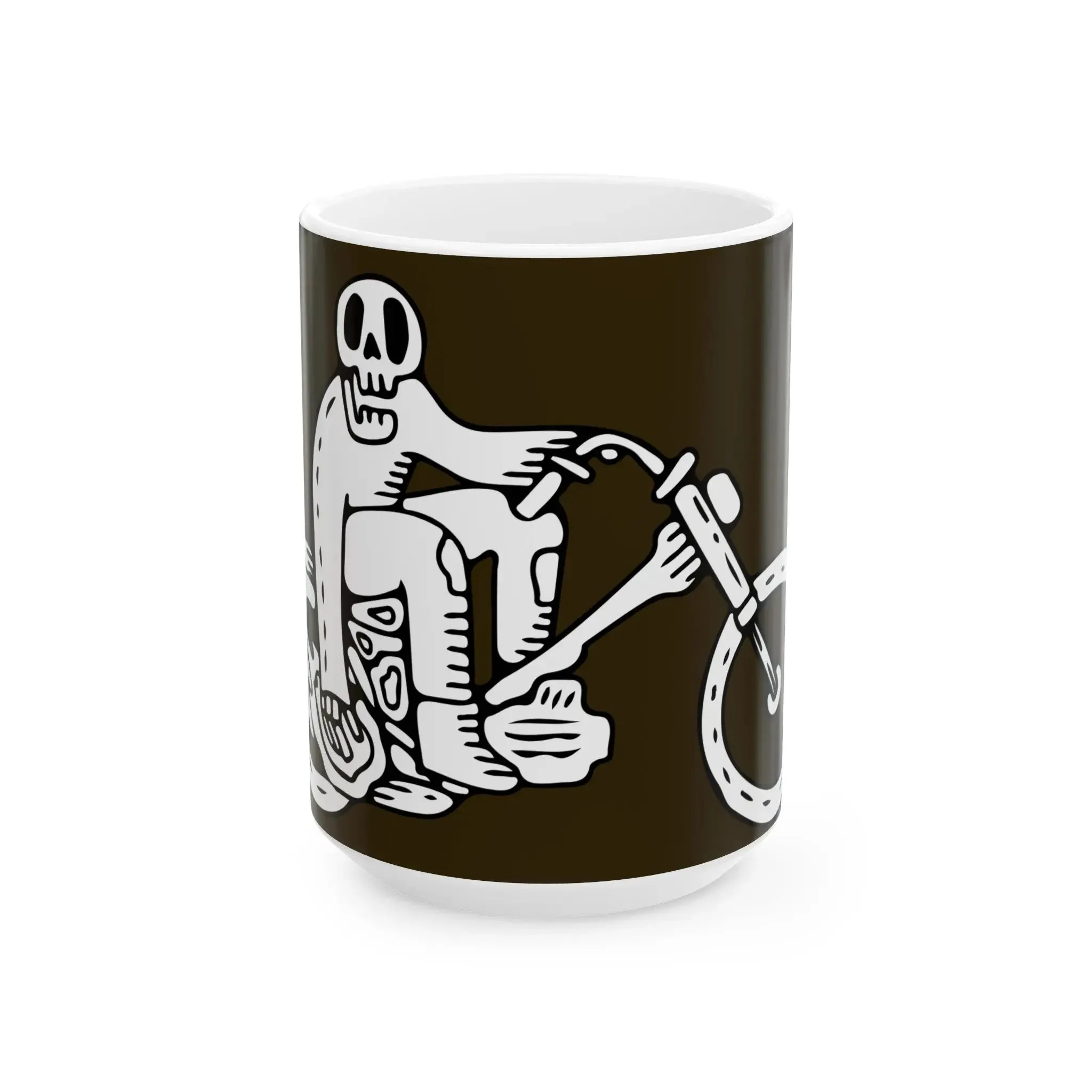 Mug, Ghost Ryder Ceramic  (11oz, 15oz) (Complementary Dark Brown)