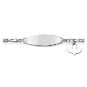 My First ID Bracelet with Plaque and Dove Charm Silver Tone