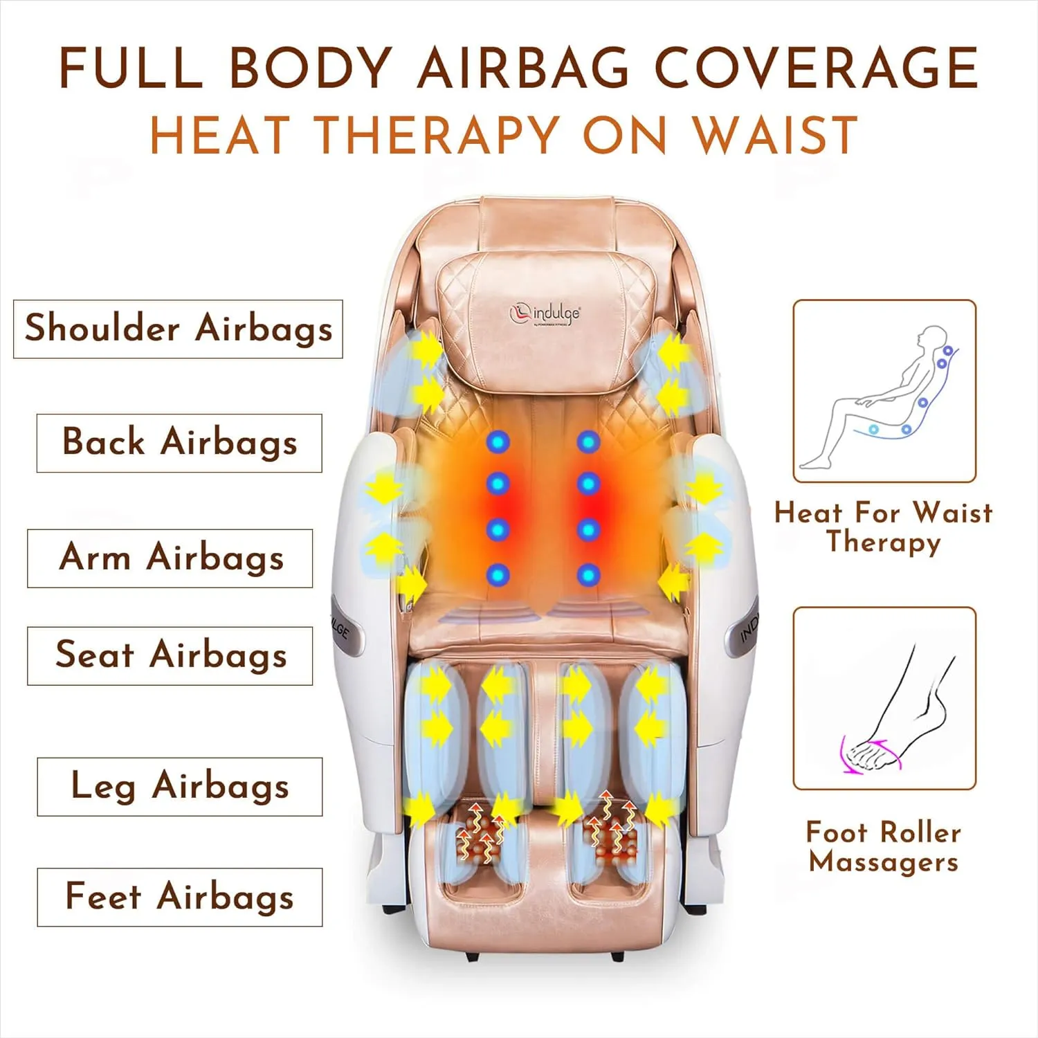 OnCloudNine-3 Full Body Massage Chair with Rolling and Air Squeezing Massage for Feet (Free Installation)